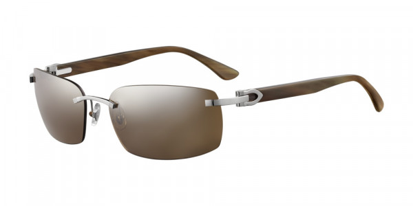 Cartier CT0046S Sunglasses, 002 - SILVER with BROWN temples and BROWN lenses