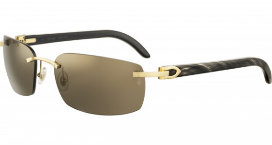 Cartier CT0046S Sunglasses, 003 - GOLD with BLACK temples and GREY lenses