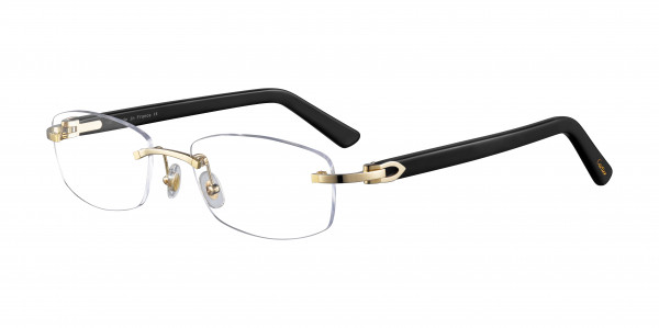Cartier CT0048O Eyeglasses, 002 - GOLD with BLACK temples and TRANSPARENT lenses