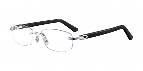 Cartier CT0048O Eyeglasses, 003 - SILVER with BLACK temples and TRANSPARENT lenses