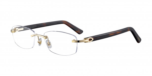 Cartier CT0048O Eyeglasses, 004 - GOLD with BROWN temples and TRANSPARENT lenses