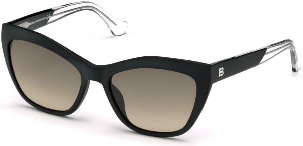 Balenciaga BA0047 Sunglasses, 02B - Matte Black / Gradient Smoke