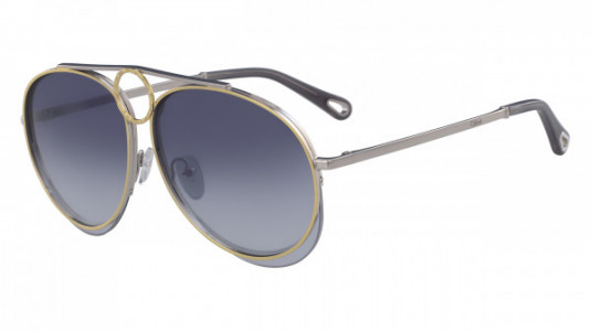 Chloé CE144S Sunglasses, (050) SILVER/GOLD/BLUE GRAD FLASH