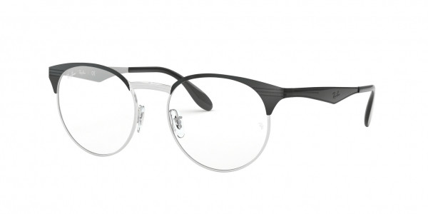Ray-Ban Optical RX6406 Eyeglasses, 2861 SILVER ON TOP BLACK (BLACK)