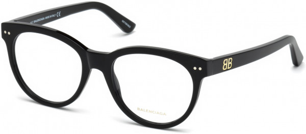 Balenciaga BA5088 Eyeglasses, 001 - Shiny Black
