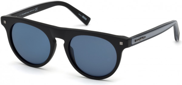 Ermenegildo Zegna EZ0095 Sunglasses, 02X - Matte Black, Crystal & Matte Black/ Blue With Electric Flash
