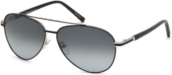 Montblanc MB702S Sunglasses, 02B - Matte Black / Gradient Smoke
