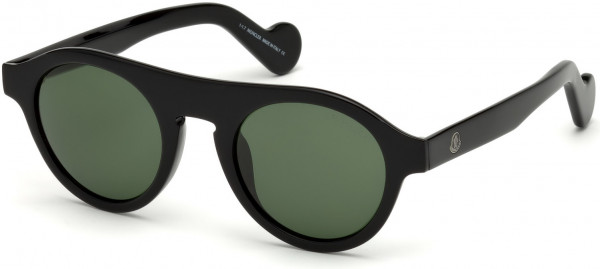 Moncler ML0039 Sunglasses, 01N - Shiny Black / Vintage Green Lenses