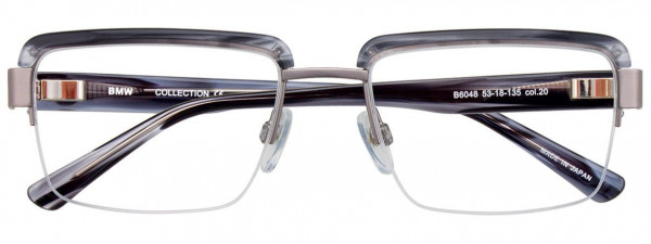 BMW Eyewear B6048 Eyeglasses, 020 - Grey Marbled & Steel