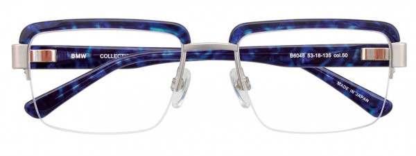 BMW Eyewear B6048 Eyeglasses, 050 - Dark Blue & Steel