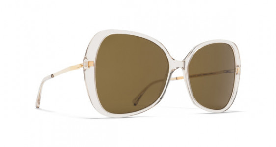 Mykita APAAY Sunglasses, C1 CHAMPAGNE/GLOSSY GOLD - LENS: RAW BROWN SOLID