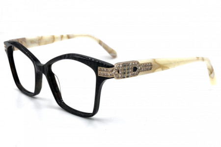 Pier Martino PM6546 Eyeglasses, C6 Onyx Ivory Gold Crystal