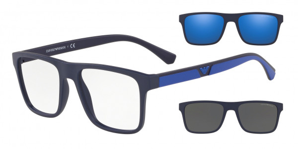 Emporio Armani EA4115 Sunglasses, 57591W MATTE DARK BLUE CLEAR (BLUE)
