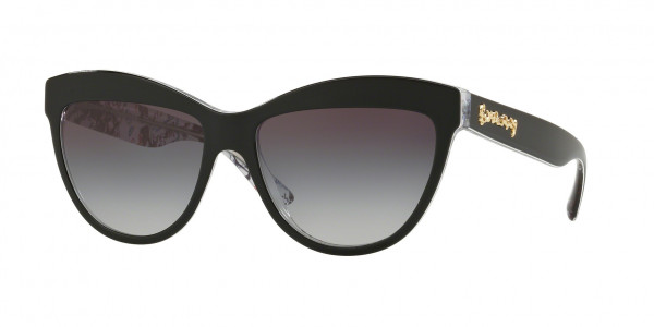 Burberry BE4267 Sunglasses, 37138G TOP BLACK/PRINT DOODLE/TRANSP (BLACK)