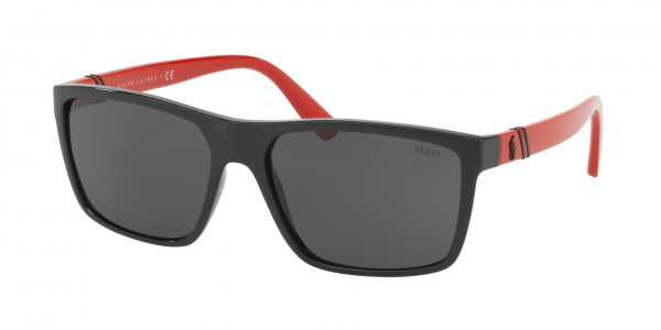Polo PH4133 Sunglasses, 500187 SHINY BLACK GREY (BLACK)