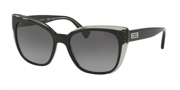 Ralph RA5242 Sunglasses, 5682T3 SHINY BLACK ON GREY (BLACK)