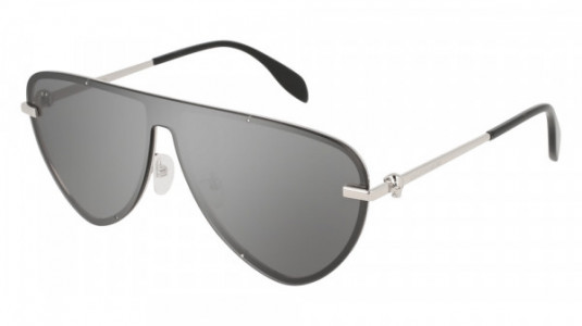 Alexander McQueen AM0157SA Sunglasses, 003 - SILVER with SILVER lenses