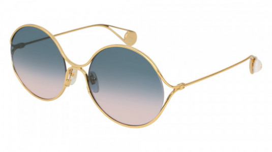 Gucci GG0253S Sunglasses, 003 - GOLD with MULTICOLOR lenses