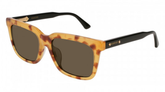 Gucci GG0267SA Sunglasses, 005 - HAVANA with BLACK temples and GREEN lenses