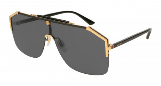 Gucci GG0291S Sunglasses, 001 - GOLD with BLACK temples and GREY lenses