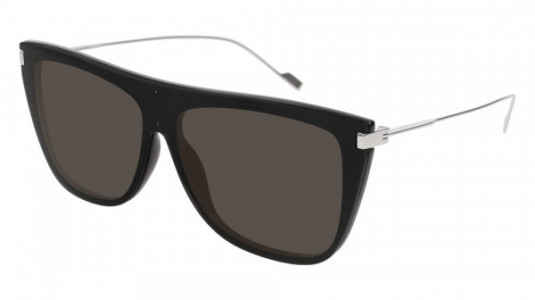 Saint Laurent SL 1 T Sunglasses, 001 - BLACK with SILVER temples and GREY lenses