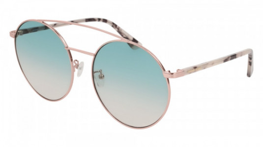 McQ MQ0147SA Sunglasses, 004 - GOLD with HAVANA temples and LIGHT BLUE lenses