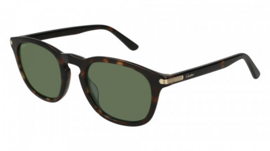 Cartier CT0011S Sunglasses, 002 - HAVANA with GREEN polarized lenses