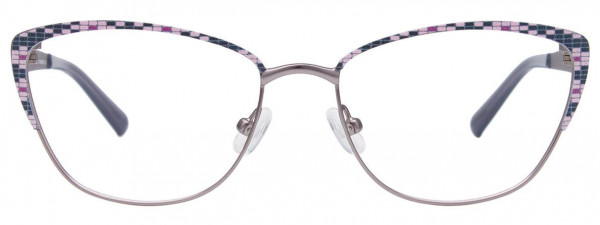 EasyClip EC482 Eyeglasses, 020 - Satin Grey & Light Pink & Pink
