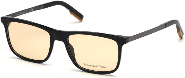 Ermenegildo Zegna EZ5142 Eyeglasses, 001 - Shiny Black, Shiny Gunmetal, Vicuna Signature/ Vicuna Demo Lenses