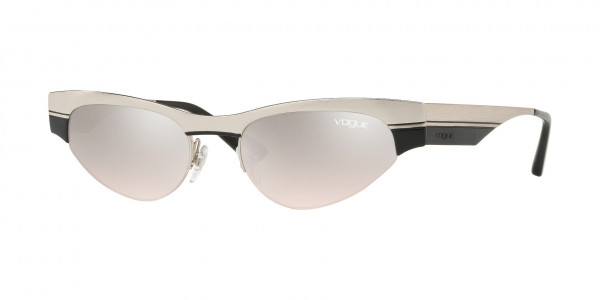 Vogue VO4105S Sunglasses, 323/8Z BRUSHED SILVER/BLACK (BLACK)