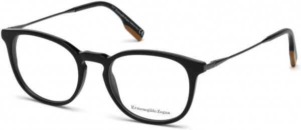 Ermenegildo Zegna EZ5125 Eyeglasses, 001 - Shiny Black, Gunmetal, Black & Vicuna Signature