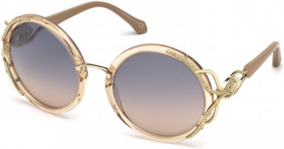 Roberto Cavalli RC1076 Massarosa Sunglasses, 72X - Shiny Clear Pink, Shiny Gold, Crystals/ Gradient Blue To Pink W. Flash
