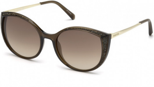 Swarovski SK0168 Sunglasses, 45F - Shiny Light Brown / Gradient Brown Lenses