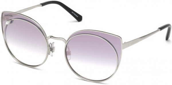 Swarovski SK0173 Sunglasses, 16C - Shiny Palladium / Smoke Mirror Lenses