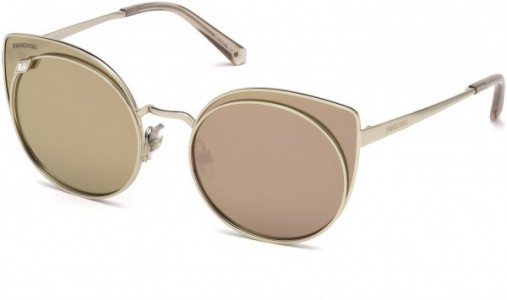 Swarovski SK0173 Sunglasses, 28G - Shiny Rose Gold / Brown Mirror Lenses
