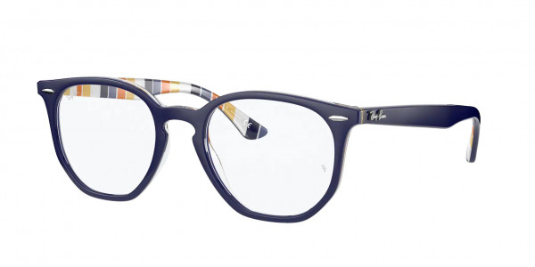Ray-Ban Optical RX7151 HEXAGONAL Eyeglasses, 8091 BLUE ON STRIPES ORANGE/BLUE (MULTI)