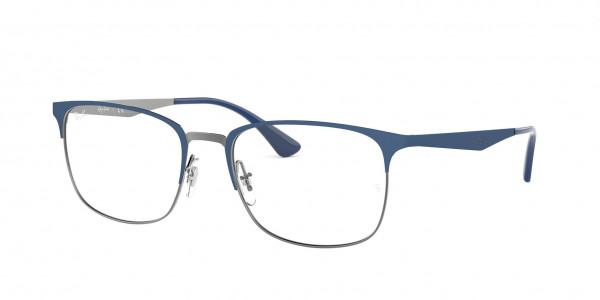Ray-Ban Optical RX6421 Eyeglasses, 3041 MATTE BLUE ON GUNMETAL (BLUE)