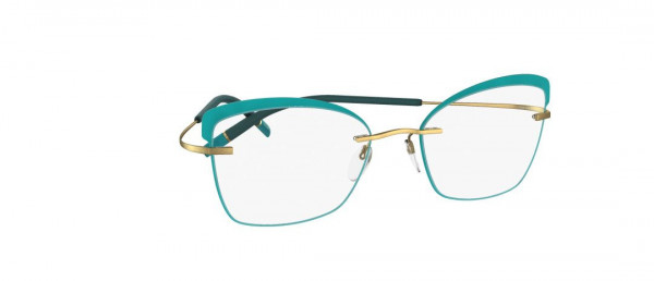 Silhouette TMA Icon Accent Rings FT Eyeglasses, 5540 Brass / Light Teal
