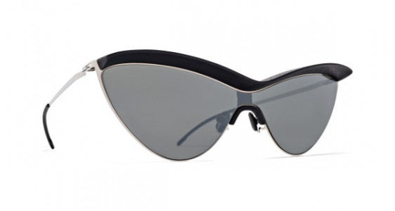 Mykita MMECHO002 Sunglasses, MH22 PITCH BLACK/SHINY SILVER - LENS: SILVER FLASH SHIELD