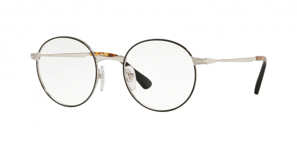 Persol PO2451V Eyeglasses, 1074 SILVER & BLACK (BLACK)