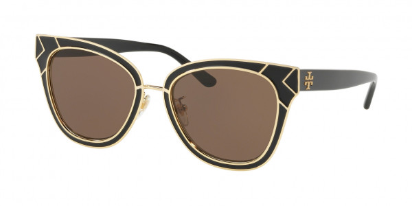 Tory Burch TY6061 Sunglasses, 325673 SHINY BLACK/SHINY GOLD SOLID S (BLACK)