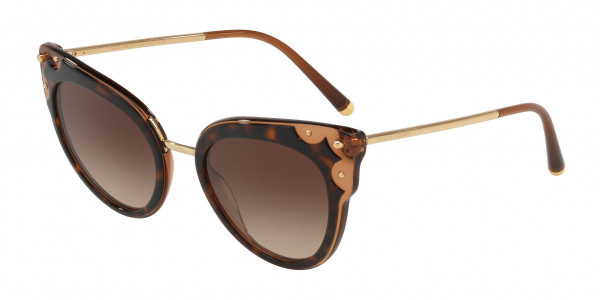 Dolce & Gabbana DG4340 Sunglasses, 318513 TOP HAVANA ON TRANSP BROWN