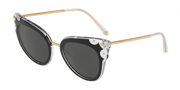Dolce & Gabbana DG4340 Sunglasses, 675/87 TOP BLACK ON CRYSTAL