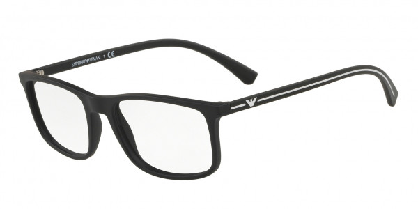 Emporio Armani EA3135F Eyeglasses, 5063 RUBBER BLACK (BLACK)