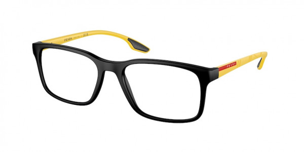 Prada Linea Rossa PS 01LV LIFESTYLE Eyeglasses, 08W1O1 LIFESTYLE BLACK RUBBER (BLACK)
