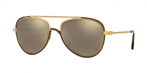 Versace VE2193 Sunglasses, 14285A GOLD/TRANSPARENT GREEN LIGHT B (GOLD)