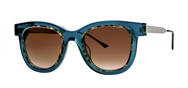 Thierry Lasry SAVVVY Sunglasses, Emerald Green & Black & White Horn Pattern