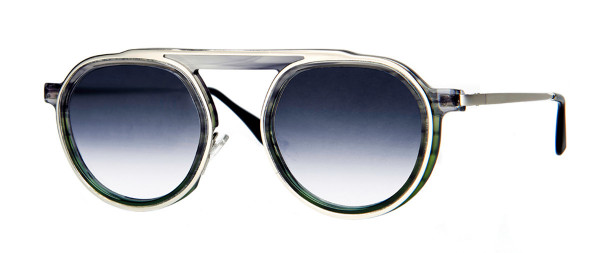 Thierry Lasry Ghosty Sunglasses, 038 - Grey Tortoise & Silver w/ Silver Flash Lenses