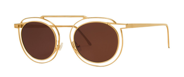 Thierry Lasry Potentially Sunglasses, 900 BROWN - Gold w/ Flat Solid Brown Lenses