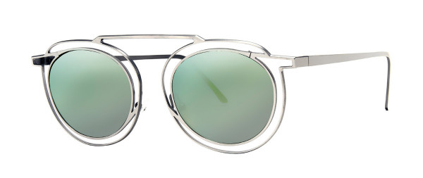 Thierry Lasry Potentially Sunglasses, 500 GREEN - Silver w/ Flat Green Mirror Lenses